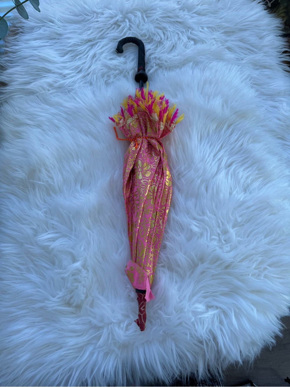 Pink & Gold Decorative Parasol Umbrella